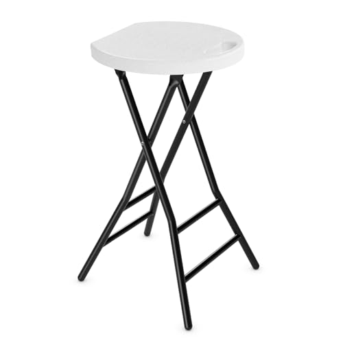 5Rcom Folding Stool, 24 inch Tall Folding Bar Stool with Handle, Metal and Plastic Foldable Stool for Adults with Steel Frame Legs, 550lbs Capacity