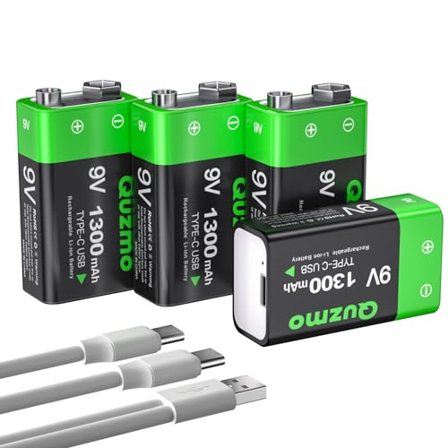 Quzmo 9V Rechargeable Lithium-Ion Batteries