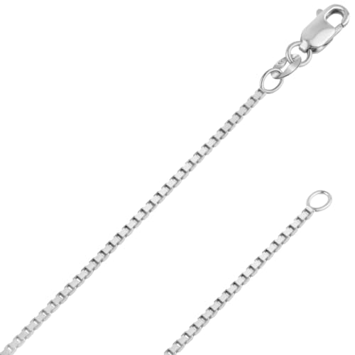 ITALIAN FASHIONS REAL Solid 10K Yellow or White Gold 0.50mm - 1.3mm Diamond-Cut Square Mirror Box Veneziana Chain Necklace with Lobster Claw Clasp | Multiple Lengths Available | Men Women | MADE IN ITALY