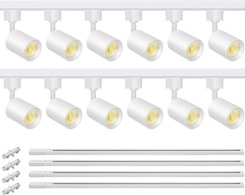 VANoopee 11-Light LED Track Lighting Kit with 13FT H Type Track Rail, Dimmable LED Heads Modern Kitchen Spot Light 3000K 24° CRI90+ 10W 800lm Black