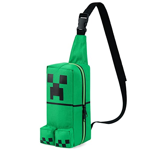 Minecraft Kids Crossbody Bag, Travel Shoulder Bag with Adjustable Strap, School, Fashion, Official Merchandise