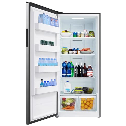 SMETA 21 Cu. Ft Freezer Upright, Stand Up Convertible All Refrigerator with Glass Shelves, Frost Free, Energy Saving, Led Light, Deep Tall Freezers Freezerless for Garage, Kitchen, Home, Office
