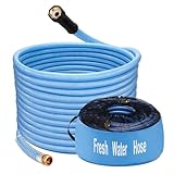Kohree 50FT Upgraded RV Water Hose, 5/8" Premium Drinking Water Hose for Camper, Leak Free, No Kink, Flexible Garden Hose 50 ft with Storage Bag, Reinforced PVC Design w/Strain Relief Ends - Blue