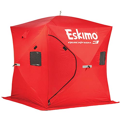 Eskimo 69143 Quickfish 3 Pop-Up Portable Hub-Style Ice Fishing Shelter, 34 Square Feet of Fishable Area, 3 Person Shelter