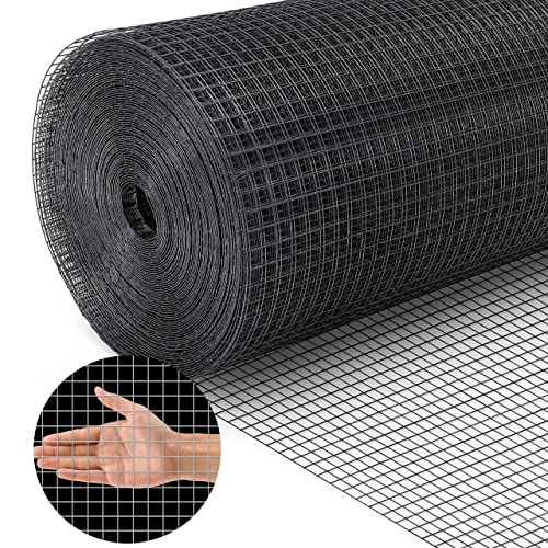 Land Guard Hardware Cloth 1/2 inch 48inx100.1ft PVC Vinyl Coated 19 Gauge Square Chicken Wire Fence Mesh Roll Raised Garden Bed Plant Supports Poultry Netting Cage Snake Fence…