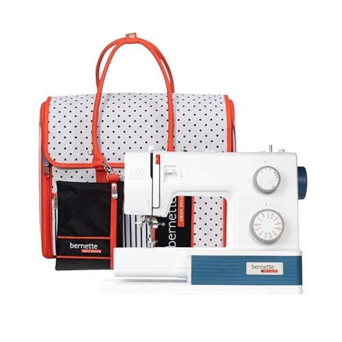 Bernette B05 Academy Sewing Machine Bundle | 30 Stitches, Tote Bag, Extension Table, 12 Presser Feet | Portable and Heavy Duty Sewing Machine
