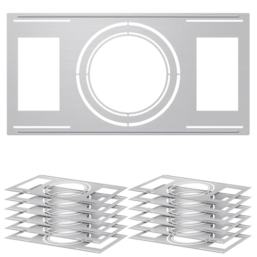 Tellegloww New Construction Mounting Plate 3/4/6 Inch LED Recessed Lighting Kits Shallow Recessed Lighting Housing Flat Steel Rough in Bracket Fixture for LED Light Bar