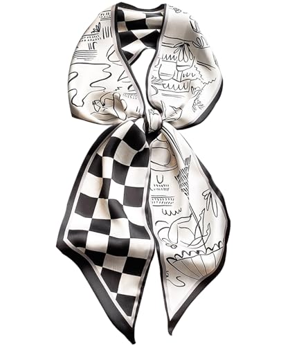 Hioyiwse Head Scarf Hair Neck Scarves For Women Purse Bag Scarfs For Handbags Silky Long Thin Satin Headscarf Fashion