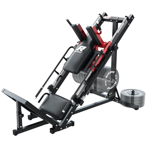 RitFit Leg Press Hack Squat Machine, Professional Adjustable Leg Press Machine for Home Gym with Linear Bearing, Specialty Hack Squat Machine for Full Lower Body Workout with Weight Storage Posts, Red