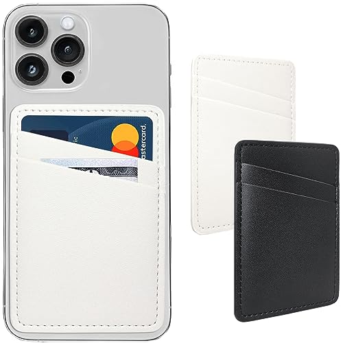 Phone Wallet Stick On, Leather Phone Card Holder, Credit Card Holder for Phone Case Compatible with iPhone, Samsung and Android