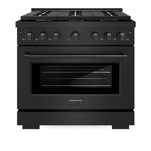 ZLINE 36 in. 5.2 cu. ft. Paramount Gas Range with 6 Burner Cooktop and Convection Gas Oven in Black Stainless Steel (SGRB-36)