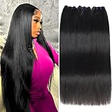 Beauty Queen 16A Brazilian Straight Bundles Human Hair (20 22 24 Inch) 100% Unprocessed Straight Human Hair Quick Weave Hair 3 Bundles Thick Remy Virgin Hair Extensions Natural Color