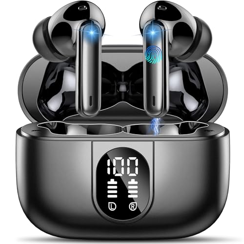 Wireless Earbuds, 2025 Bluetooth 5.3 Headphones HiFi Stereo Ear Bud, 40Hrs Playtime Bluetooth Earbuds with 4 ENC Noise Cancelling Mics, IP7 Waterproof, LED Display Wireless Earphones for Android/iOS