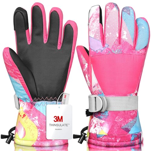 Odtmger Ski Gloves,Winter Waterproof & Warm Snow Gloves for Parent Child Kids 3M Thinsulate -Skiing,Cycling,Motorcycle,Running