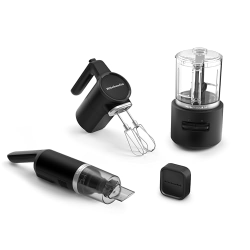 KitchenAid Go™ Cordless Bundle with Hand Mixer, Food Chopper and Kitchen Vacuum - battery included, KBUR131, Black Matte