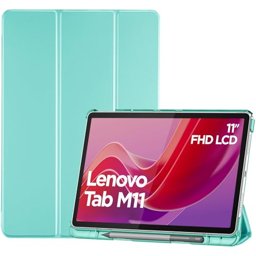 ProCase Smart Case for Lenovo Tab M11/Tab K11 LTE 11" 2024 TB330FU with Pen Holder, Slim Stand Tri-Fold Hard Shell Protective Tablet Cover Translucent Back Case Support Auto Wake/Sleep