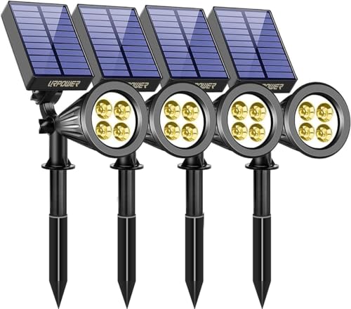 URPOWER Solar Spot Lights - 2-in-1 Adjustable Waterproof Outdoor Spotlights for Gardens and Yards