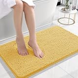 OLANLY Bathroom Rugs 24x16, Extra Soft Absorbent Chenille Bath Rugs, Rubber Backing Quick Dry, Machine Washable Bath Mats for Bathroom Floor, Tub and Shower, Home Decor Accessories, Yellow