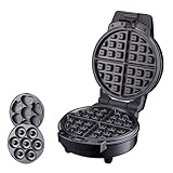 3 in 1 Mini Breakfast Maker,Make Mini Waffles Donuts Cartoon Cake Plate All in 1 Multi Use Appliance,Small Electric Nonstick Baker for Any Occasion (Color : Black, Size : 110V)
