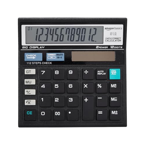 Amazon Basics AB-512 12-Digit Display Basic Calculator(Black)