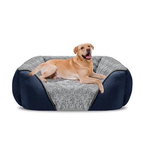 Orthopedic Dog Bed for Large, Medium & Small Dogs - Soft, Washable, Rectangle, Calming Sleeping Puppy Bed with Anti-Slip Bottom