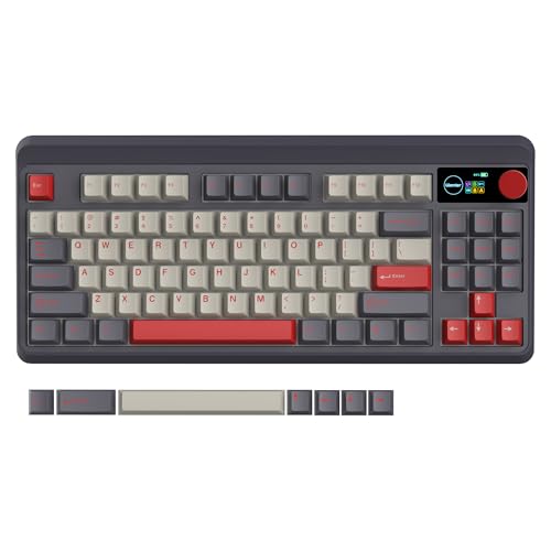 Womier Retro 75% Wireless Gaming Keyboard with Smart Multimedia Display&Knob, M87 Pro Bluetooth 5.1/2.4GHz /USB-C Wired Mechanical Keyboard with Hot-Swappable Custom Switch, RGB Backlit