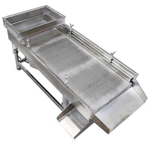 TECHTONGDA Straight Vibrating Sieve Screen Shaker Electric Linear Sifter Machine Stainless Steel One Layer One Motor 0.5mm Screen Size 11.8×29.5inch 110V