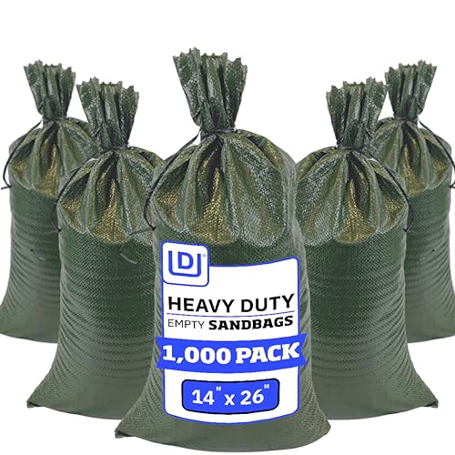 DURASACK Heavy Duty Sand Bags with Tie Strings Empty Woven Polypropylene Sand-Bags for Flood Control with 1600 Hours of UV Protection, 50 lbs Capacity