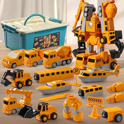 Magnetic Transform Engineering Car Assembled Toys with Storage Box, Toys for Toddlers 3-4 Magnetic Blocks for Kids Age 3-5 4-8 Outdoor Toddler Activities Toys
