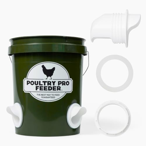 Poultry Pro Feeder DIY Port PVC Gravity Fed Chicken Feeder 3 Ports and Hole Saw | Use for Buckets, Barrels, Bins, Troughs | Rain Proof, Weather Resistant, No Waste