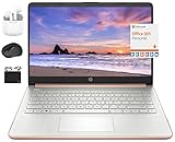 HP 2024 14" Laptop Notebook Thin Light Students Business, Quad-Core Intel N4120, 4GB RAM, 192GB (128GB eMMC+ 64GB Card), 1 Year Office 365, Webcam, WiFi, Windows 11S, HubxcelAccessory Rose Gold