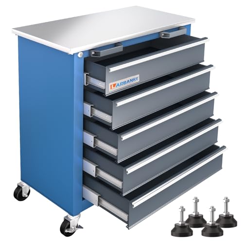 LARBANKE 5-Drawer Rolling Tool Chest,Locking Metal Tool Cabinet with Drawer Liners,Non-Slip Pearl Cotton Mat,360° Wheels for Easy Move,Can be Used in Combination with The Seven-Drawer Tool Cabinet