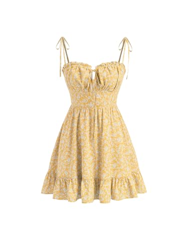CIDER Womens Summer Dresses Floral Spaghetti Strap Cute Vacation Sundress Dress Boho Casual Outfits