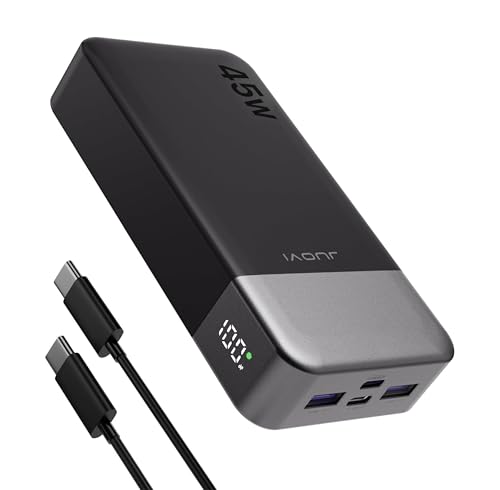 JUOVI J2621 Power Bank Portable Charger,20000mAh 45W PD3.0 QC 4.0 Fast Charging Battery Pack with LED Display,2 USB-C,2 USB-A for iPhone 15 16, MacBook