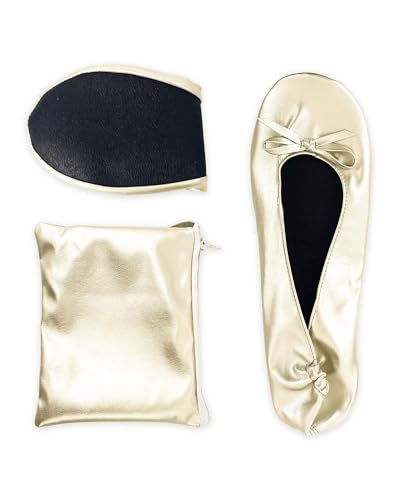 Stylish Foldable Ballet Flats for Women Portable Roll Up Travel Shoes for Wedding Bridesmaid Includes Carrying Pouch