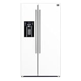 FORNO Salerno 36" Side by Side 20 Cu.Ft Free Standing White Fridge - Stainless Steel Refrigerator with Ice Maker & Decorative Grill - Touch Control Kitchen Fridge with Child Lock and Vacation mode