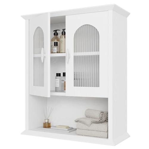 CJL Bathroom Wall Cabinet with Fluted Door, Medicine Cabinet, Over The Toilet Storage Cabinet