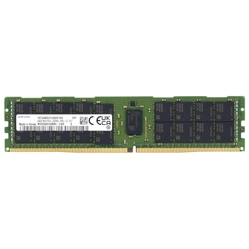 Samsung 64GB DDR4 3200MHz PC4-25600 ECC RDIMM 2Rx4 Dual Rank 1.2V Registered DIMM 288-Pin Server RAM Memory M393A8G40BB4-CWE, 1 Module