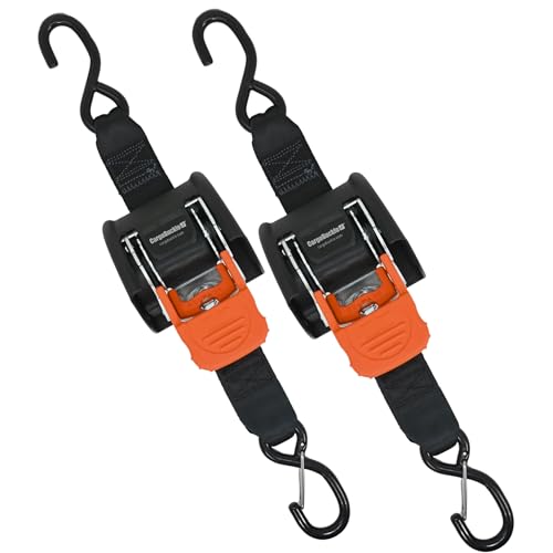 CargoBuckle G3 2-Inch Retractable Ratchet Tie-Down Straps, 2-Pack