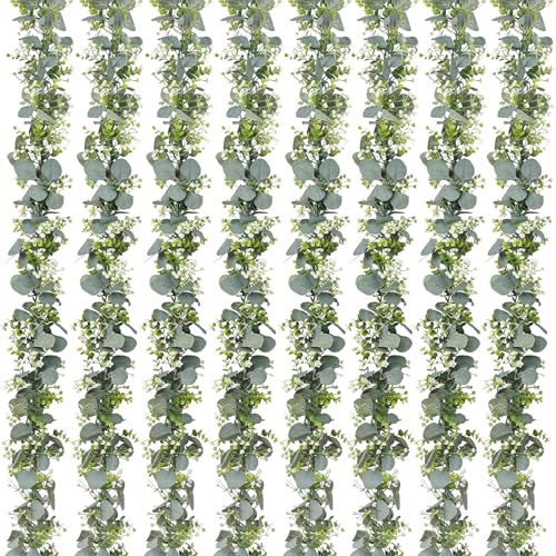 Eucalyptus Garland with Flowers for Wedding Decor, Eucalyptus Garland with Flowers Greenery for table decor