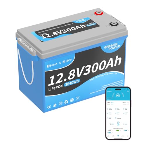 GRENERPOWER LIFEPO4 LITHIUM BATTERY,Up to 4000 Cycles, built-in Smart BMS, Perfect for Solar Off-Grid, Home Backup Energy Storage Sytem, RVs, Camping, Trolling Motor, Boat, etc.