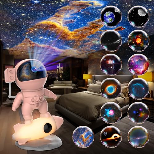 FlyLily Galaxy Projector, 12 in 1 HD Planetarium Astronaut Galaxy Projector for Bedroom, Galaxy Star Night Light Projector for Kids Adults Gaming Room/Party/Home Décor