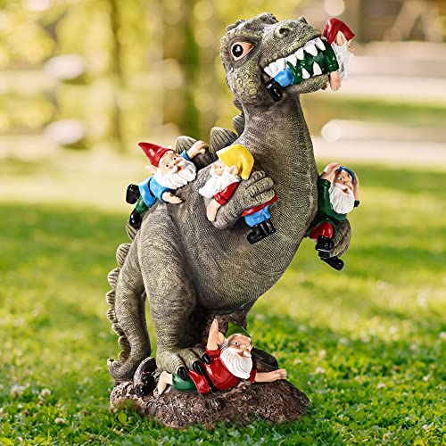 SOWSUN Garden Dinosaur Gnomes Statues Yard Decorations Outdoor Garden Decor