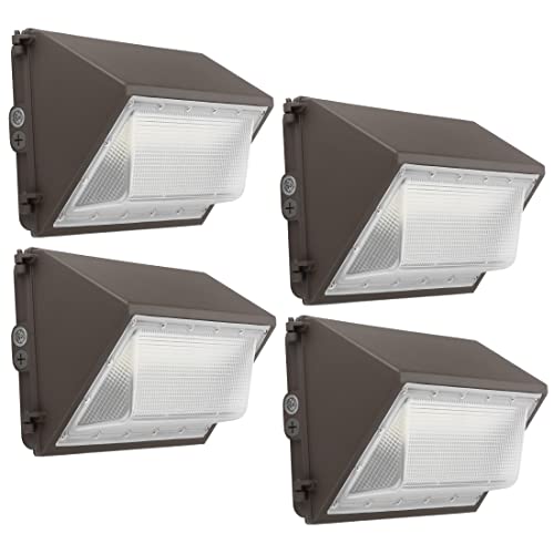 kadision LED Wall Pack Light with Dusk-to-Dawn Photocell, 5000K Daylight IP65, 4-Pack