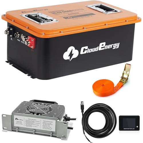 Cloudenergy 36V(38.4V) LiFePO4 Golf Cart Battery Built-in 200A Bluetooth BMS,with 20A Charger,Touch Monitor,6000+ Cycles,Perfect for Golf Carts,Trolling Motor