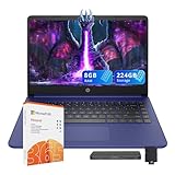 HP Stream 14" HD Lightweight Laptop, Intel Celeron N4120, 8GB RAM, 224GB Storage(64GB eMMC+160GB Docking Station), Intel UHD Graphics, 1 Year Office 365, WiFi, Win 11s, Blue