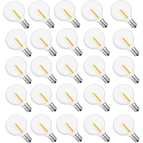 rincentd G40 Replacement Bulbs, Clear Globe Light Bulbs fits E12 Candelabra Base, Dimmable String Light Bulbs Replacement for Indoor Outdoor Patio Decor。