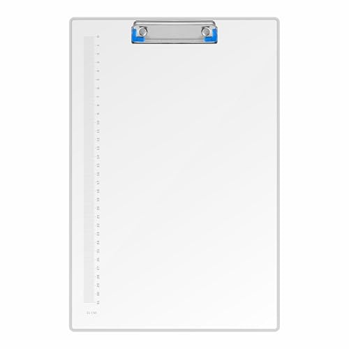 Anupam Plastic Clipboard, Transparent 24X36cm, Clipboard, A4 Letter Size Clipboards for Nurses, Students, Office and Women, Clipboard with Pen Holder and Low Profile Clip