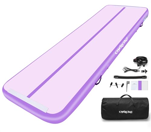 OWROMI Inflatable Air Gymnastics Mats for Tumbling, 10ft/13ft/16ft/20ft Tumble Track Tumbling Mats for Kids, 4/8 Inches Thick Training Mat with Electric Pump Gymnastics Equipment for Kids Mat