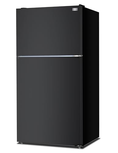 BLACK+DECKER 24 Cu. Ft. Top Mount Refrigerator with Freezer, 2 Door Refrigerator with Top Freezer and Adjustable Temperature Control, Full Size Kitchen, ENERGY STAR, BR2400JB, Black